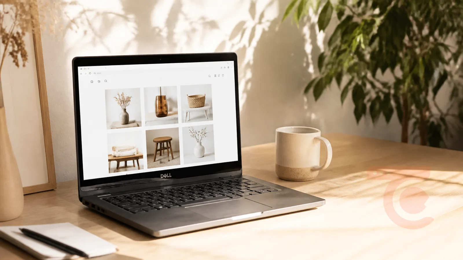 Commerçant consultant les statistiques de sa boutique en ligne sur un ordinateur portable dans son atelier